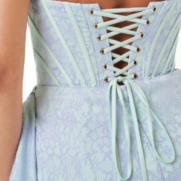 Chynna Mint Blue and Lavender Corset Mini Dress - Picture 2 of 4
